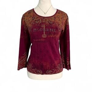 Y2K Grunge Parisian Artsy Gothic Floral Paris Mcbling Detail Size XL Cactus